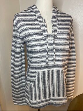 Roxy Black &‎ White Striped Hooded Pullover